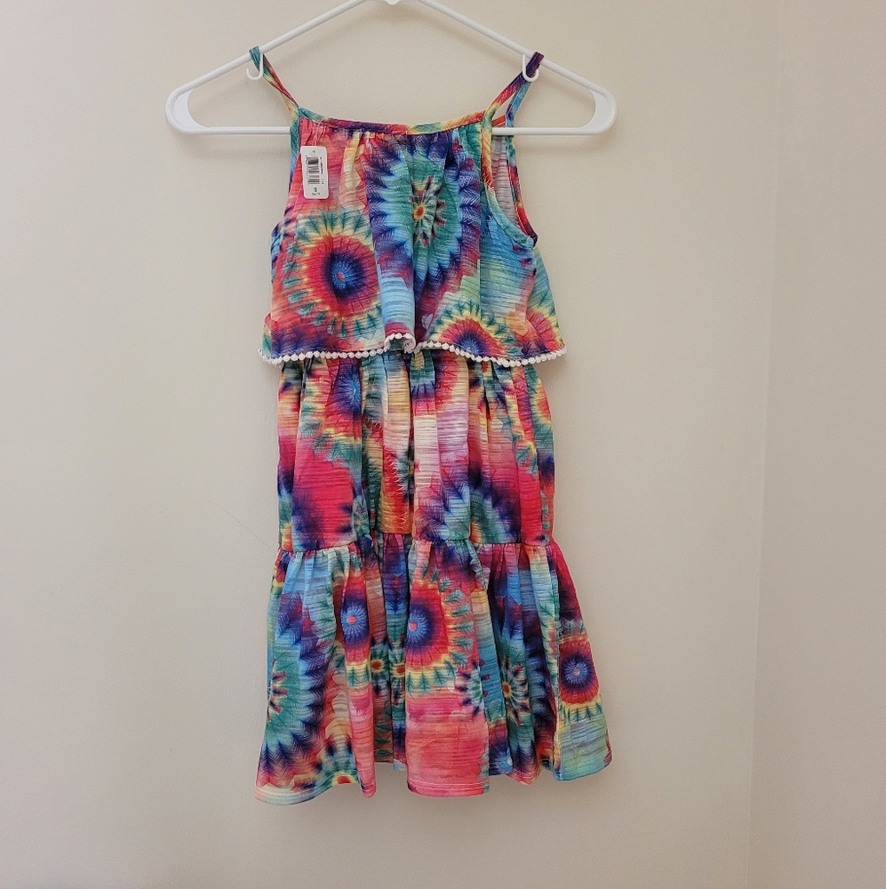 NWT so S Girls Adorable Tie Dye Flowy Strapless Dr